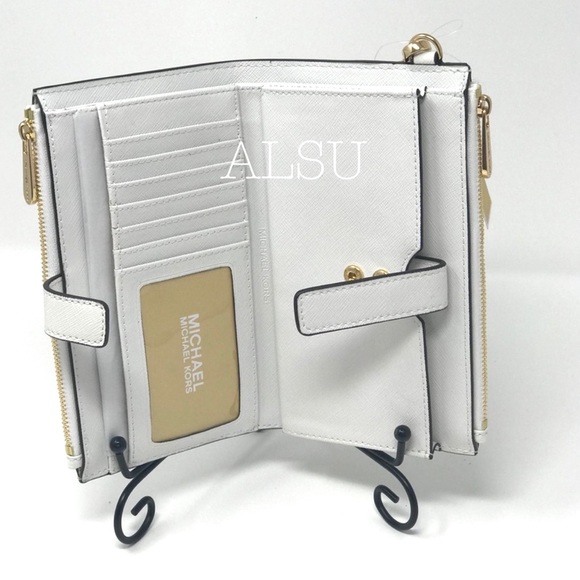 Michael Kors DoubleZip Wristlet Wallet Optic White - Picture 4 of 8